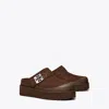 Tory Burch Mellow Shearling Platform Mules In Brown
