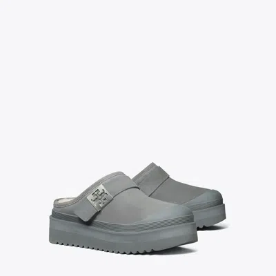 Tory Burch Mellow Platform Mule In Charcoal Gray/silver