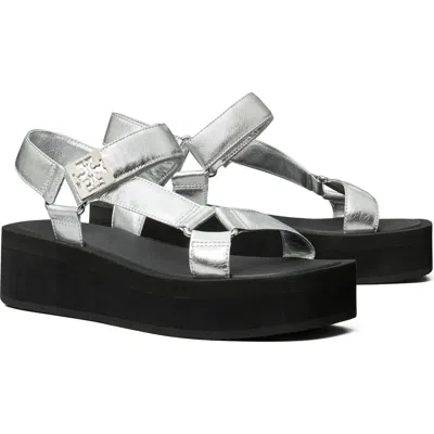 Tory Burch Mellow Platform Sandal In Silver