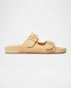 Tory Burch Mellow Logo-embellished Raffia And Leather Sandals In Nude