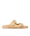 Tory Burch Mellow Logo-embellished Raffia And Leather Sandals In Brown