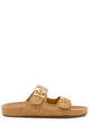Tory Burch Mellow Logo-embellished Raffia And Leather Sandals In Brown