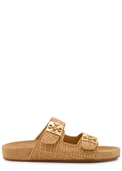 Tory Burch Mellow Raffia Sliders In Brown
