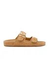 Tory Burch Mellow Logo-embellished Raffia And Leather Sandals In Multi