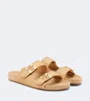 Tory Burch Mellow Raffia-effect Slides In Sand