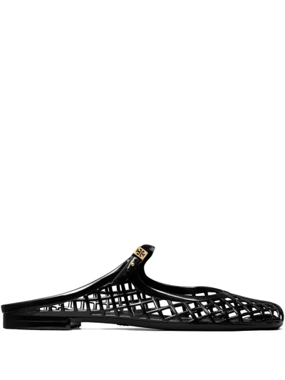 Tory Burch Mary Jane Jelly Mellow Mules In Prf Blk Gold