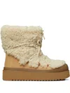Tory Burch Mellow Shearling Boots In Neutral