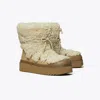Tory Burch Mellow Shearling Lace-up Boot In Multi