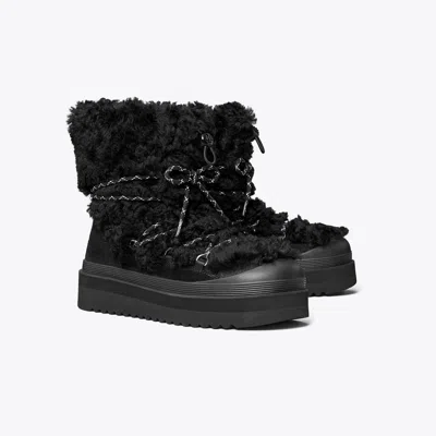 Tory Burch Mellow Shearling Lace-up Boot In Multi