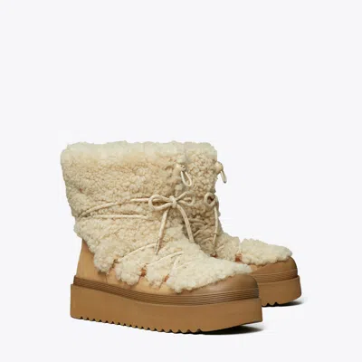 Tory Burch Mellow Shearling Lace-up Boot In Neutral