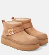 Tory Burch Mellow Shearling Platform Boots Light Chestnut/gold In Brown