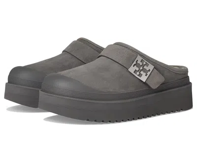 Tory Burch Mellow Shearling Platform Mule In Gray