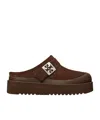 Tory Burch Mellow Shearling Platform Mules In Brown