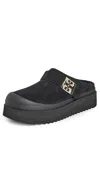 Tory Burch Mellow Shearling Platform Mules In Black