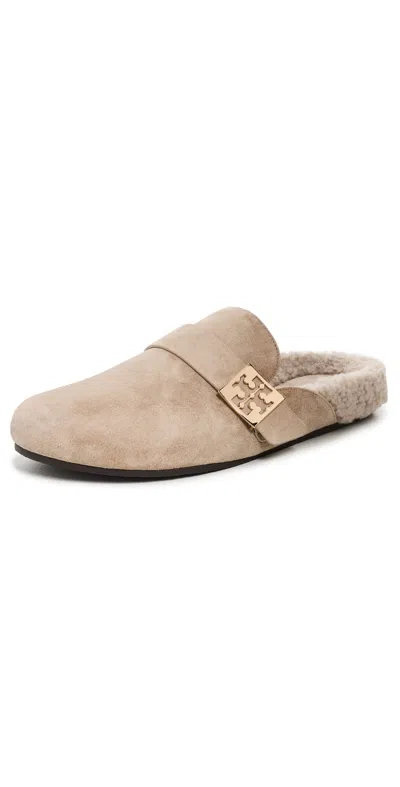 TORY BURCH MELLOW SHERPA MULES NOISETTE/TAUPE