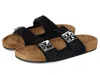 Tory Burch Mellow Suede Dual-buckle Slide Sandals In Black