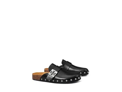 Tory Burch Mellow Leather Buckle Slide Mules In Black