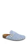 Tory Burch Mellow Studded Mule In Blue Cloud/silver