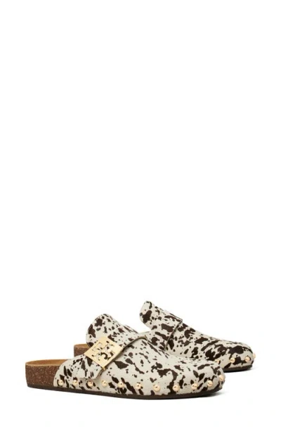 Tory Burch Mellow Stud Mule In Cow Print Calf Hair/ Gold
