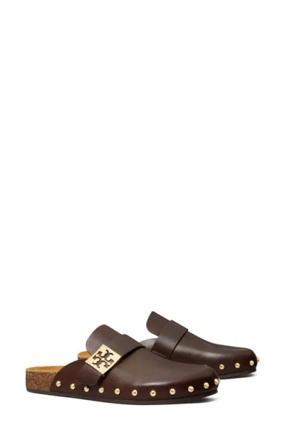 Tory Burch Mellow Leather Buckle Slide Mules In Brown