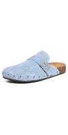 Tory Burch Mellow Studded Mule In Blue Cloud/silver