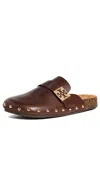 Tory Burch Mellow Studded Mule In Deep Mocha/gold