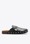 Tory Burch Mellow Leather Buckle Slide Mules In Black