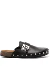 Tory Burch Mellow Leather Buckle Slide Mules In Black