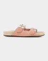 Tory Burch Mellow Suede Dual-buckle Slide Sandals