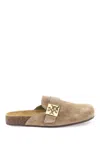 Tory Burch Mellow Suede Leather Slippers In Brown