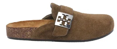 Tory Burch Mellow Suede Mules In Brown