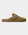 Tory Burch Leather Mellow Mules In Green
