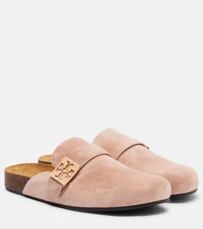Tory Burch Mellow Suede Mules In Pink