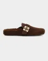 Tory Burch Mellow Suede Shearling Buckle Loafer Mules In Brown
