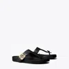 Tory Burch Leather Thong Sandals In Black
