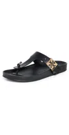 Tory Burch Leather Thong Sandals In Black