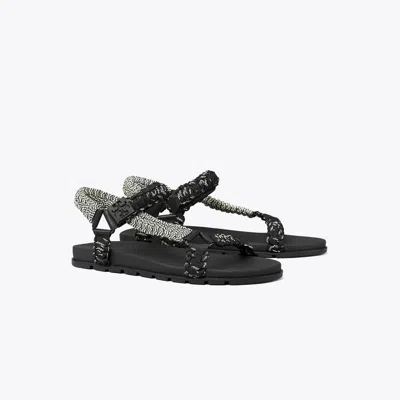 Tory Burch Mellow Trail Rope Sandal In Black