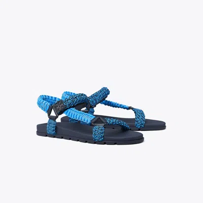 Tory Burch Mellow Trail Rope Sandal In Blue