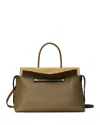 Tory Burch Mercer Large Pebbled Leather Satchel Bag In Wild Mushroom/gold Pebbled Leather