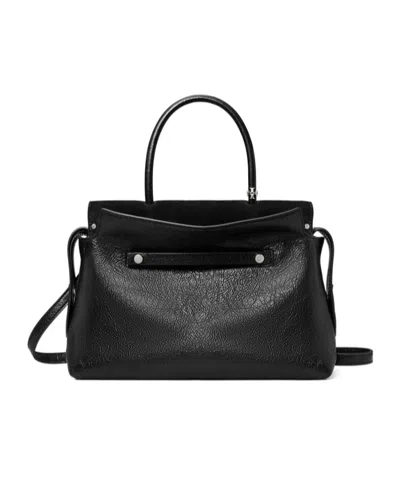 Tory Burch Mercer Distressed Satchel Tote Bag In Black