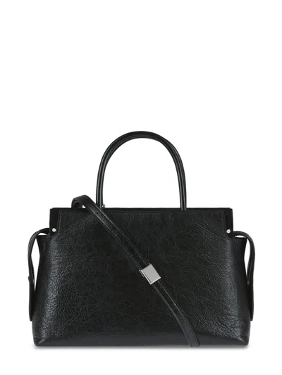 Tory Burch Mercer Distressed Satchel With Textured Leather In Black