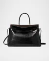 Tory Burch Mercer Large Croc-embossed Leather Satchel Bag In Black