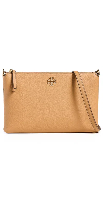 Tory Burch Kira Small Pebbled Leather Top-zip Crossbody In Brown