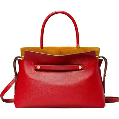 Tory Burch Downtown Distressed Leather Satchel In Ruby