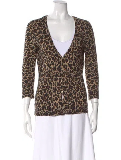 Pre-owned Tory Burch Merino Wool Animal Print Sweater In Multi
