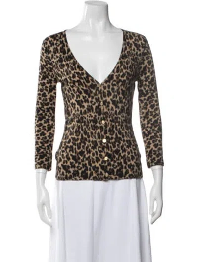 Pre-owned Tory Burch Merino Wool Animal Print Sweater In Multi
