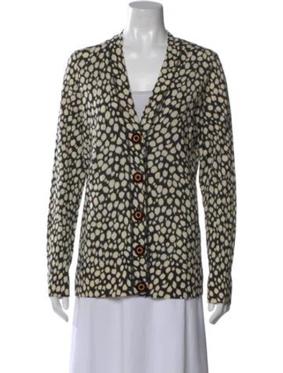 Pre-owned Tory Burch Merino Wool Animal Print Sweater In Neutral