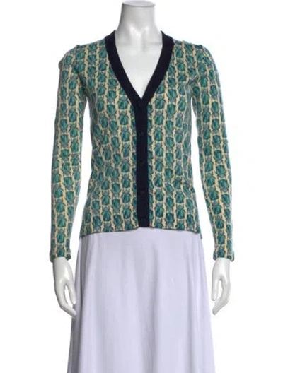 Pre-owned Tory Burch Merino Wool Animal Print Sweater In Neutrals