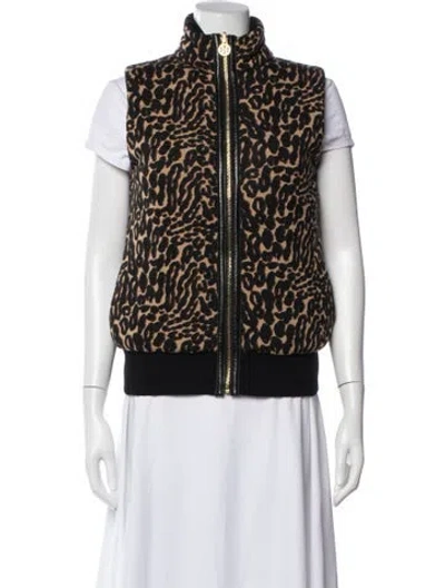 Pre-owned Tory Burch Merino Wool Animal Print Vest In Multi