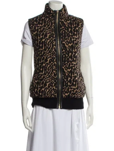 Pre-owned Tory Burch Merino Wool Animal Print Vest In Multi